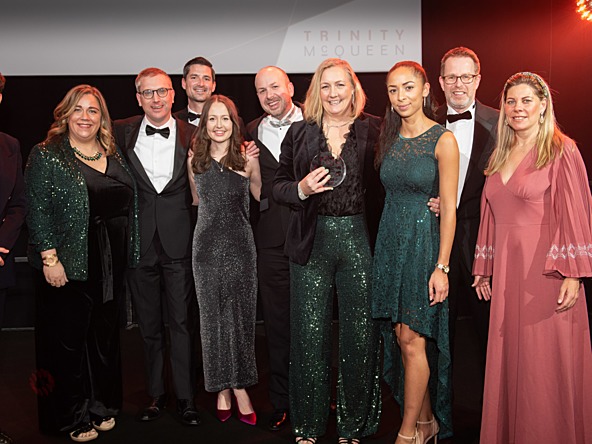 M&S clothing & home team, winner of in-house team of the year, collecting their award at the 2022 MRS Awards